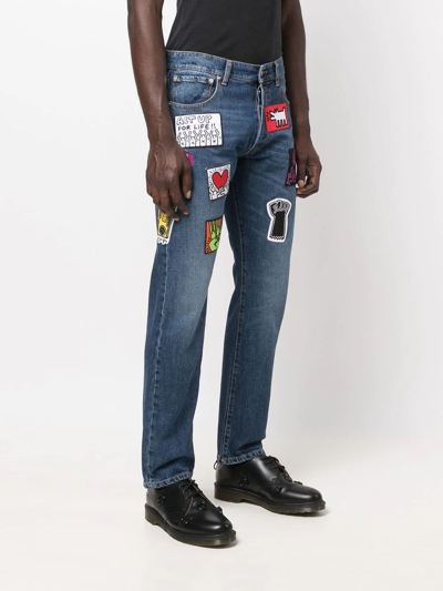 Shop Honey Fucking Dijon X Keith Haring Straight-leg Jeans In Blue