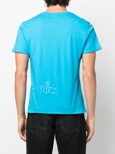 Shop Erl Venice-print Detail T-shirt In Blue