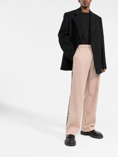 Shop Off-white Flared Logo-embroidered Track Pants In Neutrals