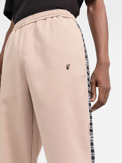 Shop Off-white Flared Logo-embroidered Track Pants In Neutrals