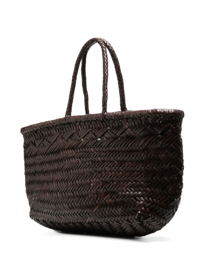 Dragon Diffusion Triple Jump Woven-leather Basket Bag In Brown