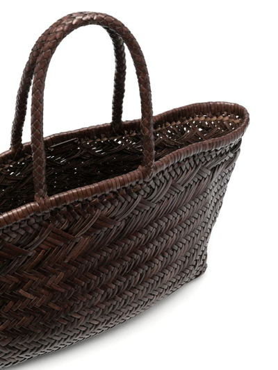 Dragon Diffusion Triple Jump Woven-leather Basket Bag In Brown