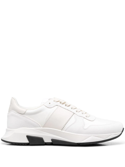 Shop Tom Ford Logo-tongue Detail Sneakers In White