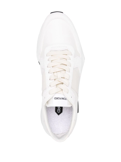 Shop Tom Ford Logo-tongue Detail Sneakers In White