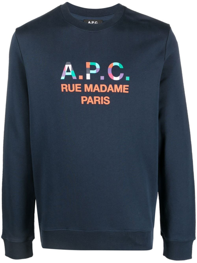 Shop Apc Achille Logo-print Sweatshirt In Blue