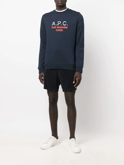 Shop Apc Achille Logo-print Sweatshirt In Blue