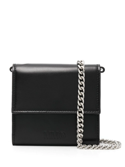 Shop Mm6 Maison Margiela Leather Chain-on-wallet In Black