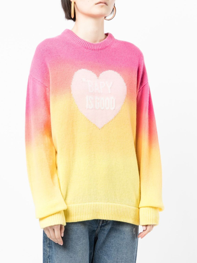 Shop Bapy By *a Bathing Ape® Ombré Heart Print Jumper In Pink
