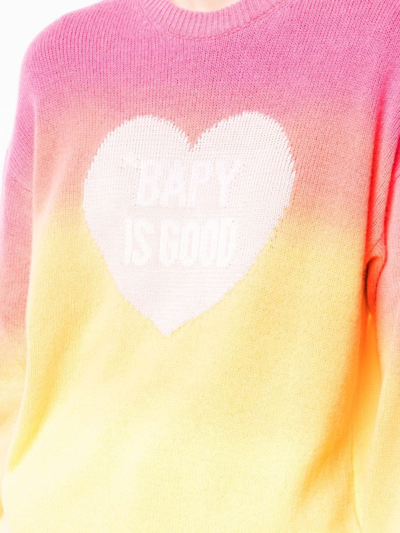 Shop Bapy By *a Bathing Ape® Ombré Heart Print Jumper In Pink