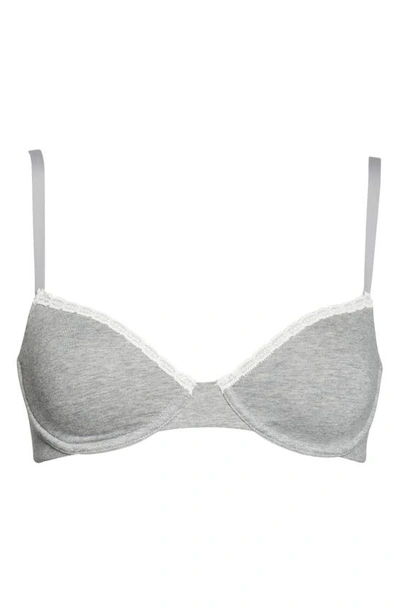 Shop Skarlett Blue Adorned Cotton Blend Underwire Bra In Heather Grey / Ivory