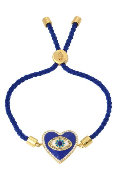Shop Kurt Geiger London Evil Eye Heart Slider Bracelet In Blue