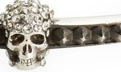 Shop Alexander Mcqueen Pavé Skull Cuff Bracelet In Silver