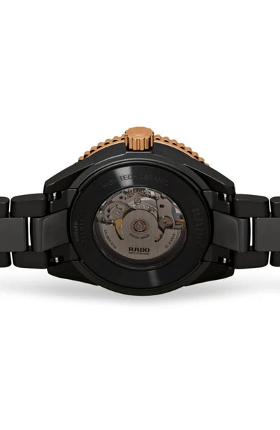 Rado Men's Swiss Automatic Captain Cook High Tech Ceramic Bracelet Watch 43mm In Rose Gold/ Black