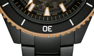 Rado Men's Swiss Automatic Captain Cook High Tech Ceramic Bracelet Watch 43mm In Rose Gold/ Black