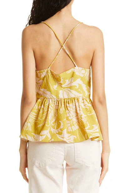 Shop Ted Baker Mahbel Foliage Print Peplum Camisole In Yellow