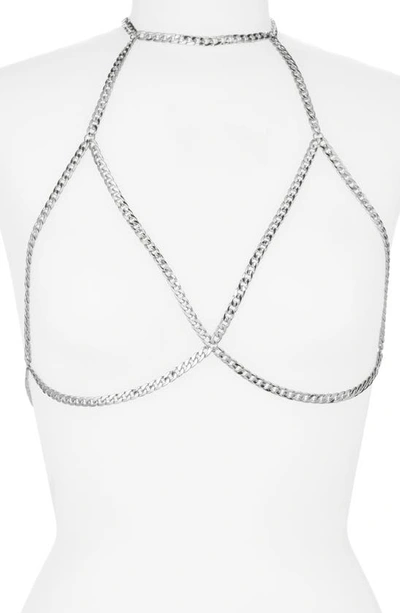 Shop Vidakush Curb Chain Bikini Body Jewelry In Silver