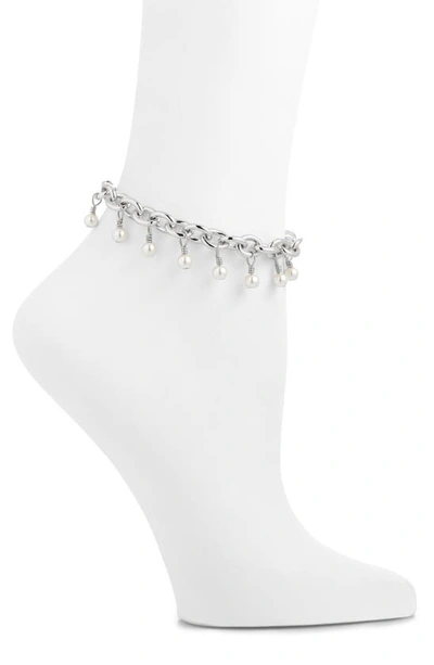 Shop Vidakush Pearlette Anklet In Silver