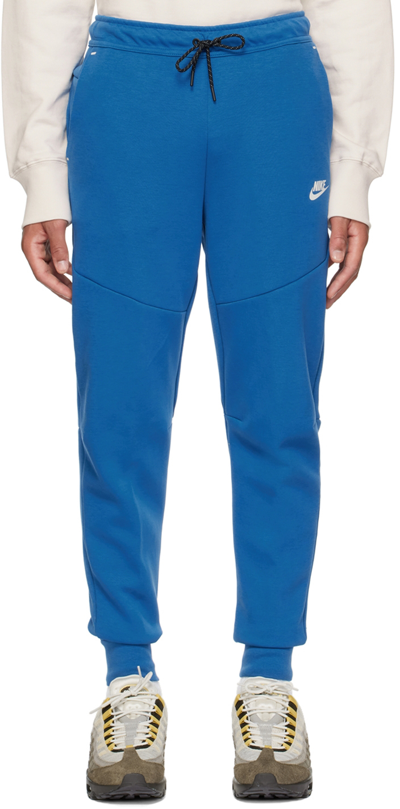 Shop Nike Blue Cotton Lounge Pants In Dk Marina Blue/light