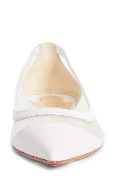Shop Christian Louboutin Galativi Mesh Pointed Toe Flat In White