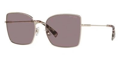 Shop Miu Miu Grey Gradient Butterfly Ladies Sunglasses Mu 51ws Zvn5d1 59 In Gold / Grey
