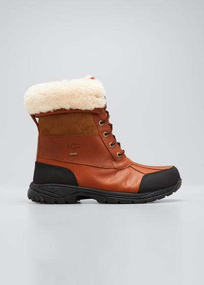 Shop Ugg Men's Butte Waterproof Leather Cuffed Boots In Wrch
