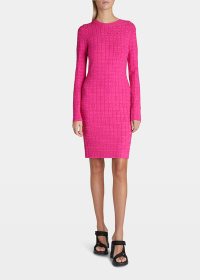 Shop Givenchy 4g Monogram Knit Dress In Fuchsia