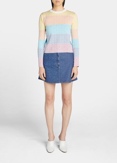 Shop Loewe Anagram Jacquard Slim Wool Sweater In Multicolor