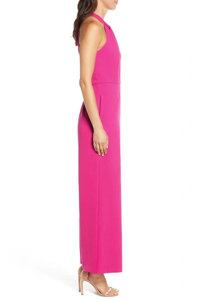 Shop Julia Jordan Halter Neck Jumpsuit In Fuchsia