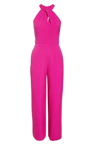 Shop Julia Jordan Halter Neck Jumpsuit In Fuchsia