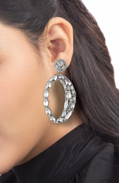 Shop Deepa Gurnani Freida Statement Drop Earrings In Silver