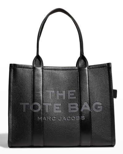 Marc Jacobs 'the Large Tote Bag' Black Shoulder Bag With Logo Lettering In Black