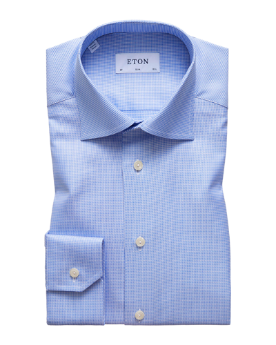 Shop Eton Men's Slim Houndstooth Dress Shirt In Blue