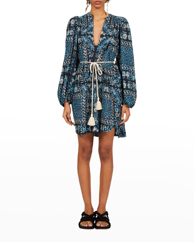 Shop Ulla Johnson Nerissa Long-sleeve Coverup Tunic In Azure