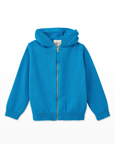 Shop Vild - House Of Little Kid's Hooded Cotton Cardigan In Blue