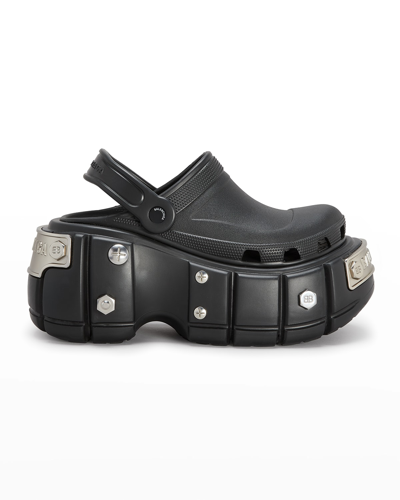 Shop Balenciaga X Crocs&trade; Men's Hardcrocs&trade; Platform Clogs In Blk/gryshd