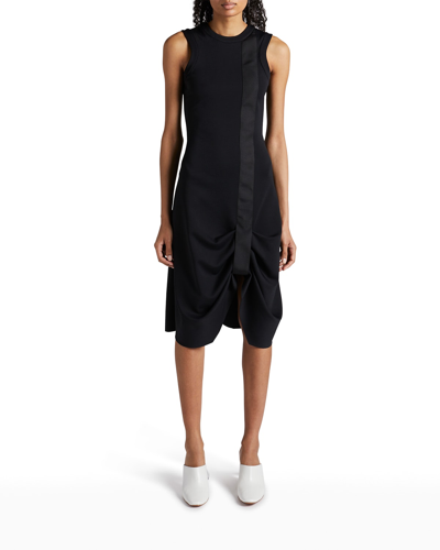 Shop Loewe Draped Asymmetric Dress In Black