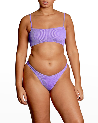 Shop Hunza G Gigi Crinkle Two-piece Bikini Set In Lilac