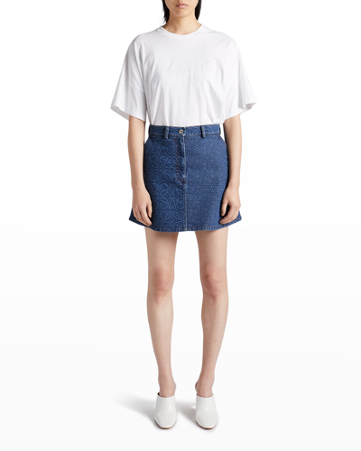 Shop Loewe Anagram Denim Mini Skirt In Indigo Blu
