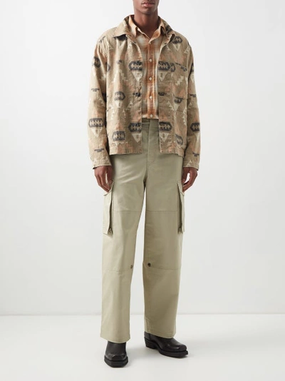 Rrl Oakham Geometric-print Linen Overshirt In Beige Multi | ModeSens