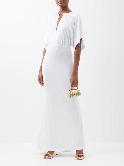 Norma Kamali Obie Stretch Jersey Maxi Dress In White Modesens 9150