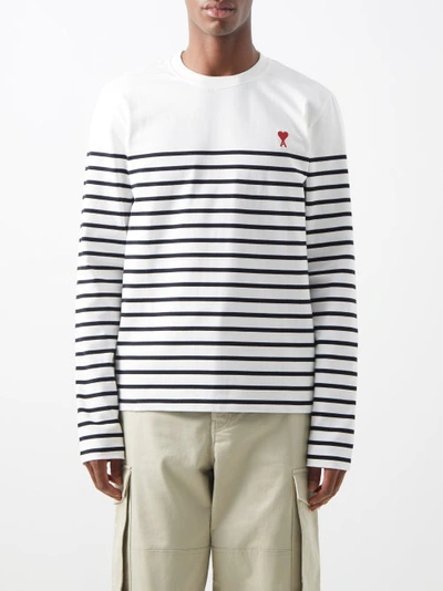 Ami Alexandre Mattiussi Ami Paris Long Sleeve Small Heart Stripe T