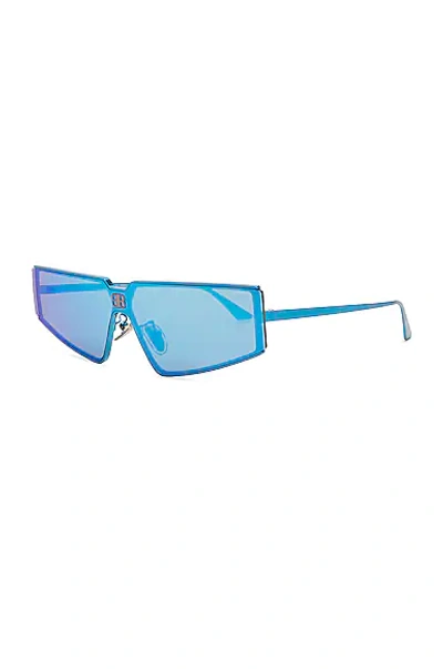 Shop Balenciaga Shield 2.0 Rectangle Sunglasses In Shiny Metallic Azure