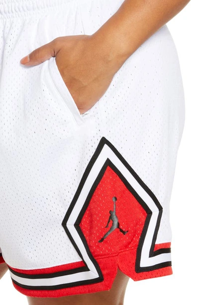 Shop Jordan Nike  Essential Diamond Shorts In White/ Red