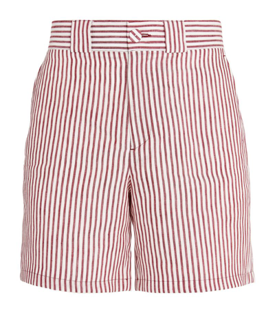 Shop Erdem Linen Lucas Striped Shorts In Red