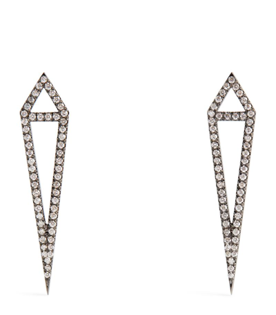 Shop Eva Fehren Blackened White Gold And Diamond Dagger Stud Earrings