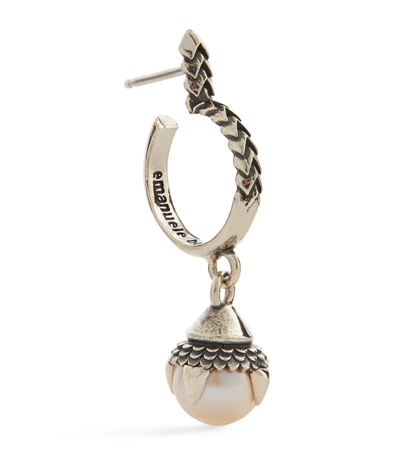 Shop Emanuele Bicocchi Sterling Silver And Freshwater Pearl Single Hoop Earring