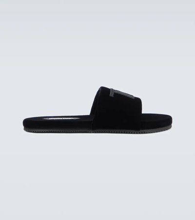 Shop Tom Ford Harrison Velvet Slides In Black
