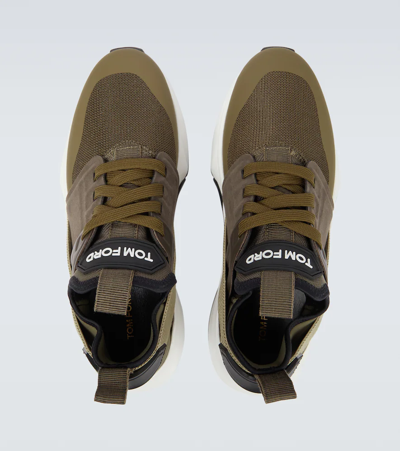 Shop Tom Ford Jago Mesh Sneakers In Military
