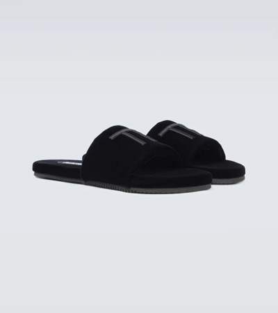 Shop Tom Ford Harrison Velvet Slides In Black