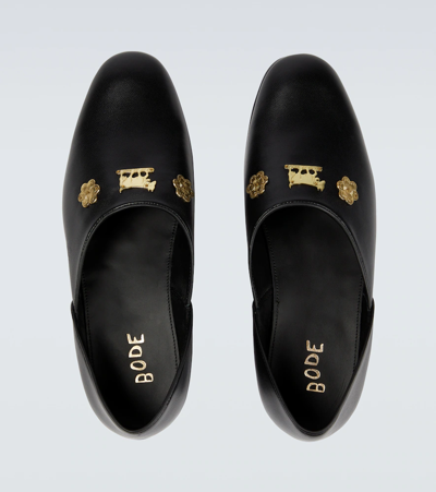 Shop Bode Appenzeller Leather Loafers In Gold Black